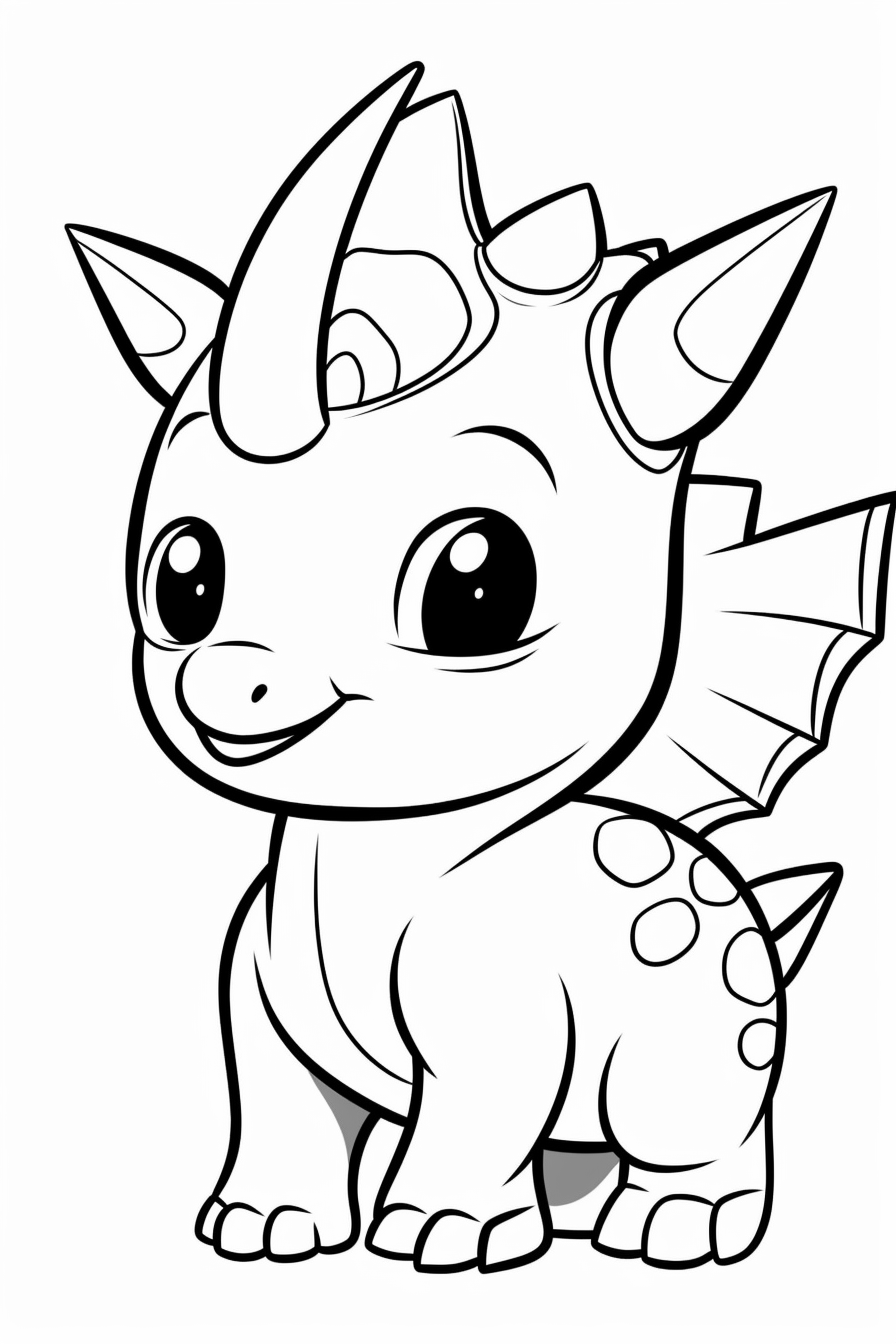 Picture of Coloring Page Dinosaur Triceratops For Kids