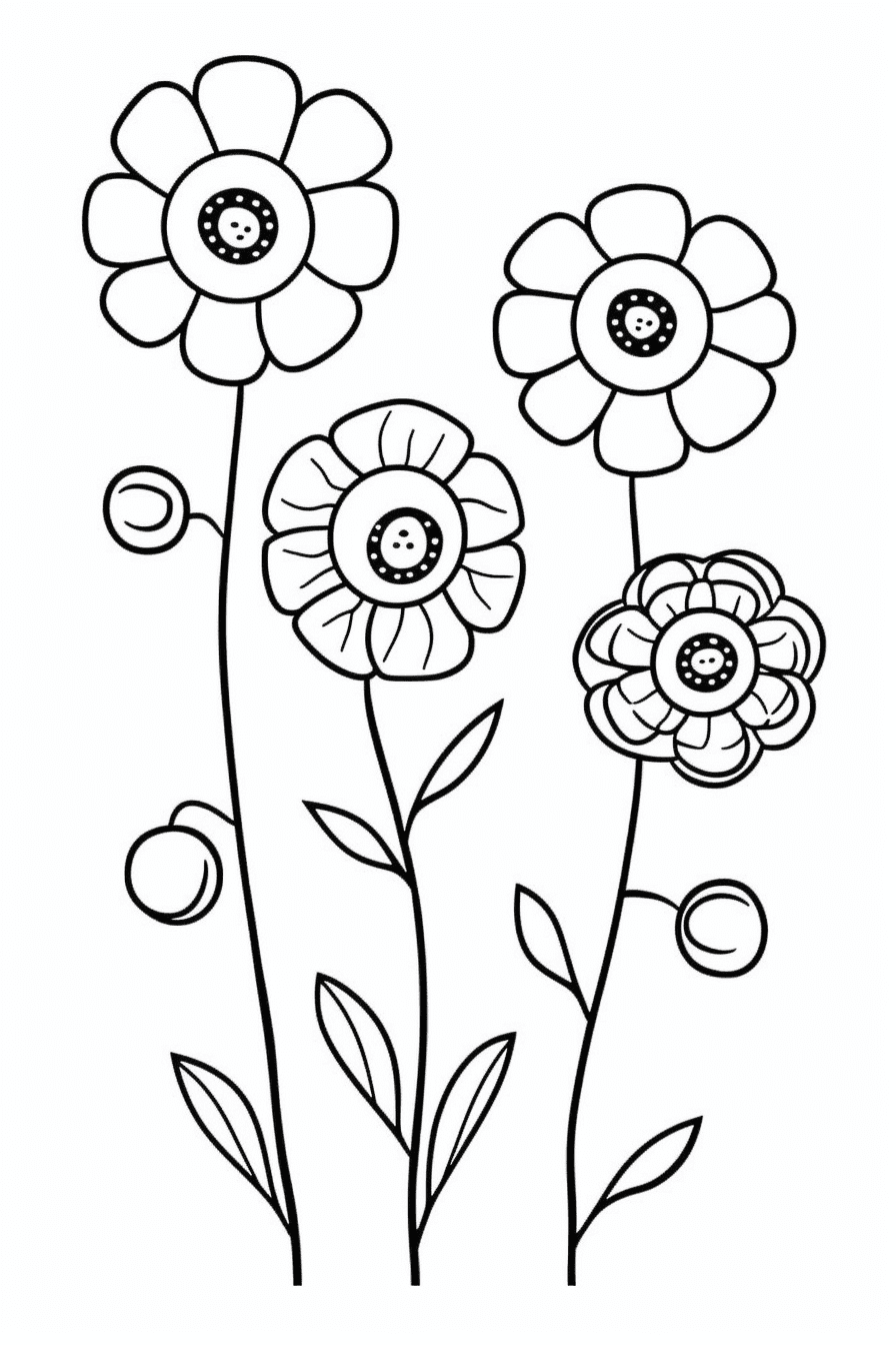 Picture of Coloring Page Flowers Minimalist